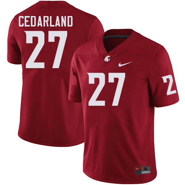 Men #27 Hudson Cedarland Washington State Cougars College Football Jerseys Stitched-Crimson